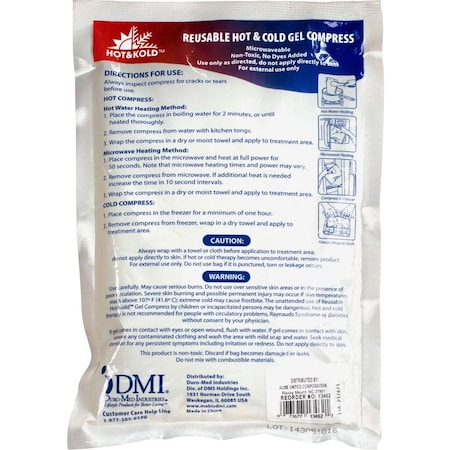 First Aid Only Hot/Cold Pack, Reusable, Large, 8.63" Long, White FAO13462
